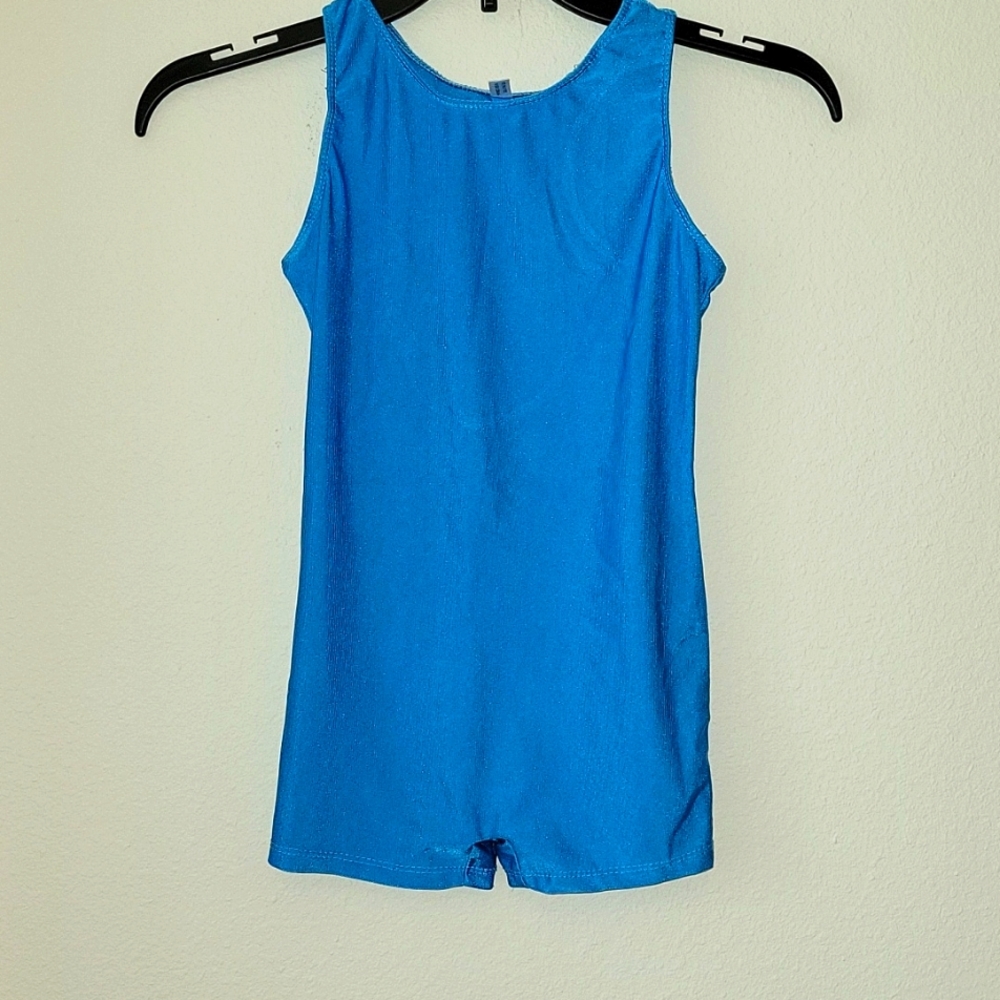 Girls Leotards size S, age 7/8 for dance or gymnastics, Blue, VGUC